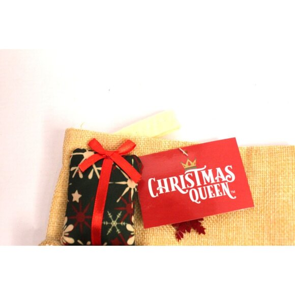 Christmas Queen Reindeer 3D Stocking 18 inches Red Beige Holiday Decor NWT - Picture 4 of 8